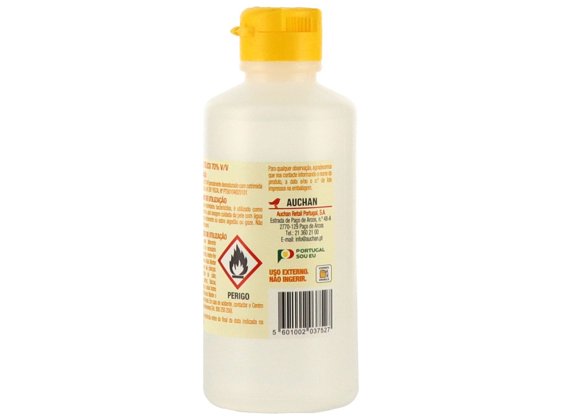 ÁLCOOL AUCHAN ETÍLICO 70% VOLUME 250ML