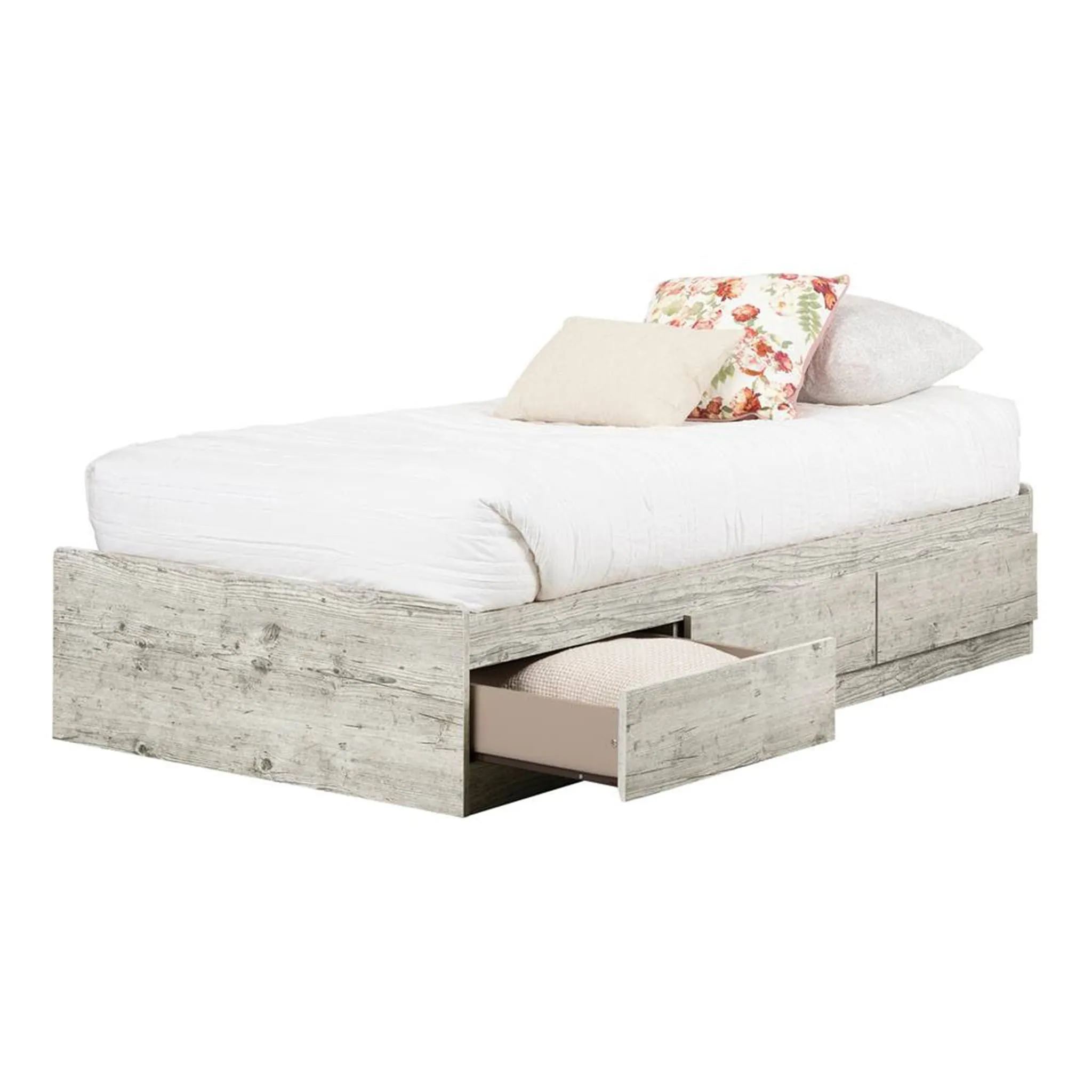 South Shore Lit Matelot Simple 3 Tiroirs Navali - Pin Bord de Mer