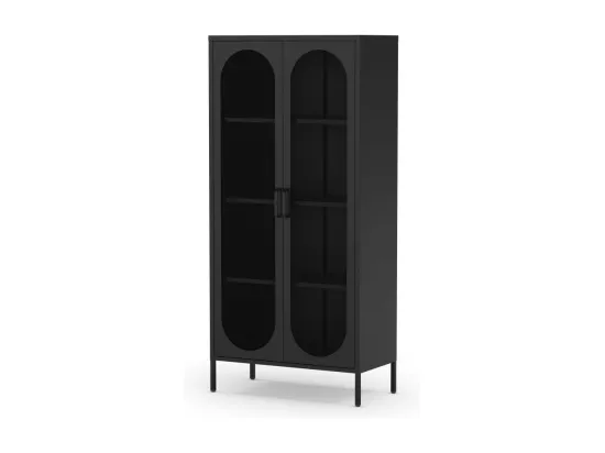 Zio - Vaisselier 2 portes en métal H170cm - Noir