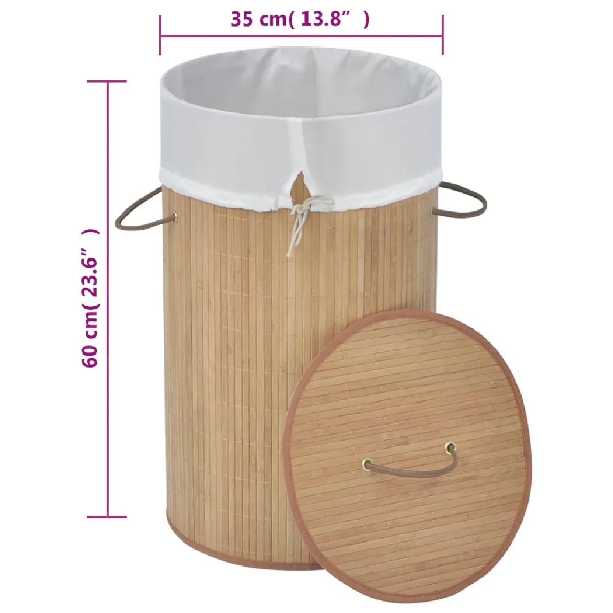 vidaXL Panier à linge Bambou naturel