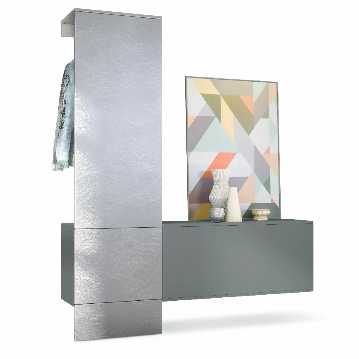 MPC Vestiaire - Gris et Aspect Métal Rayé