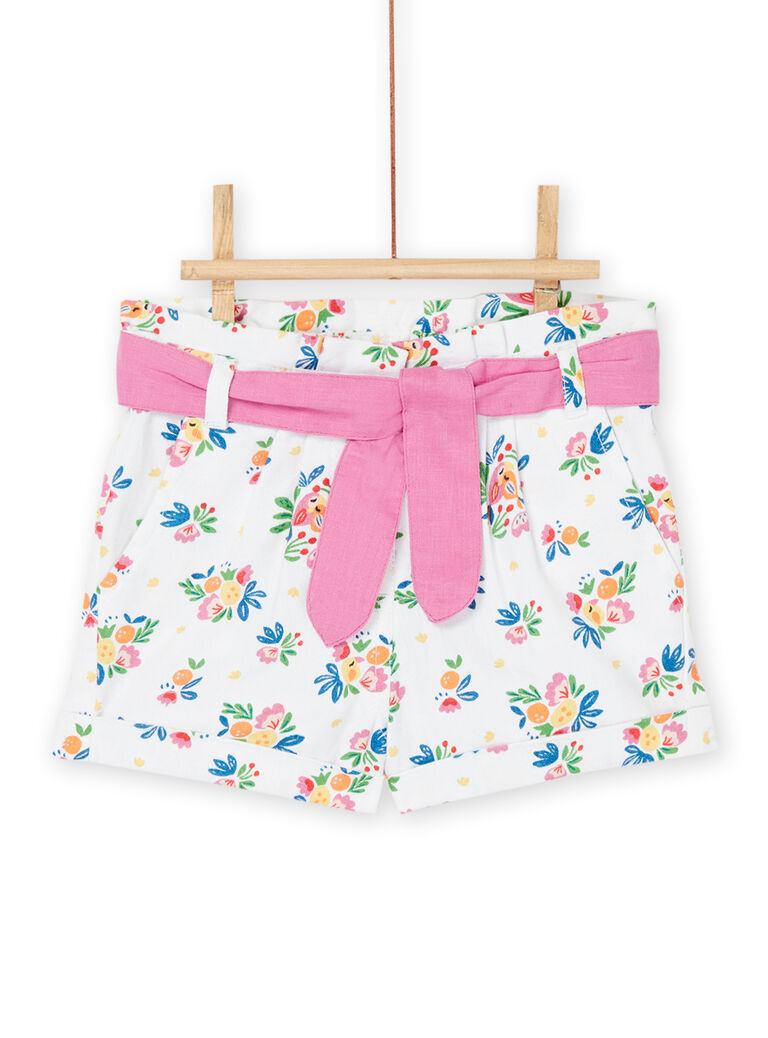 Short blanc à imprimé fleuri