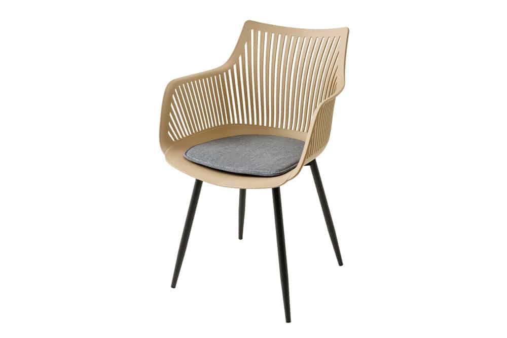 Design Stuhl SIGNUM greige schwarz Kunststoff Indoor Outdoor mit Armlehnen