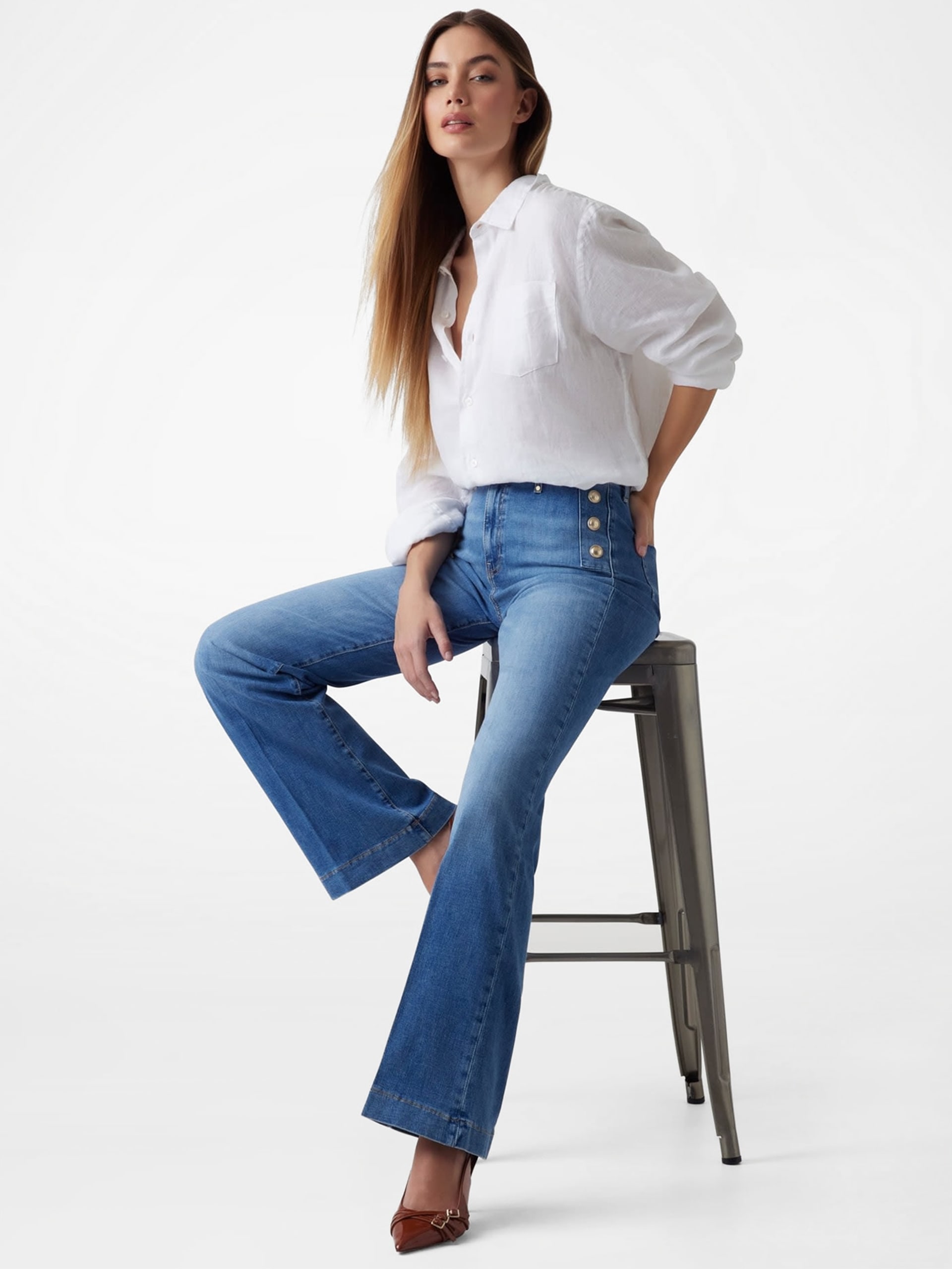 Calça jeans boca de sino Eco Faye Sailor