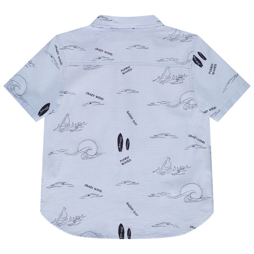 Chemise manches courtes imprimé fantaisie marin pour garçon - Bleu