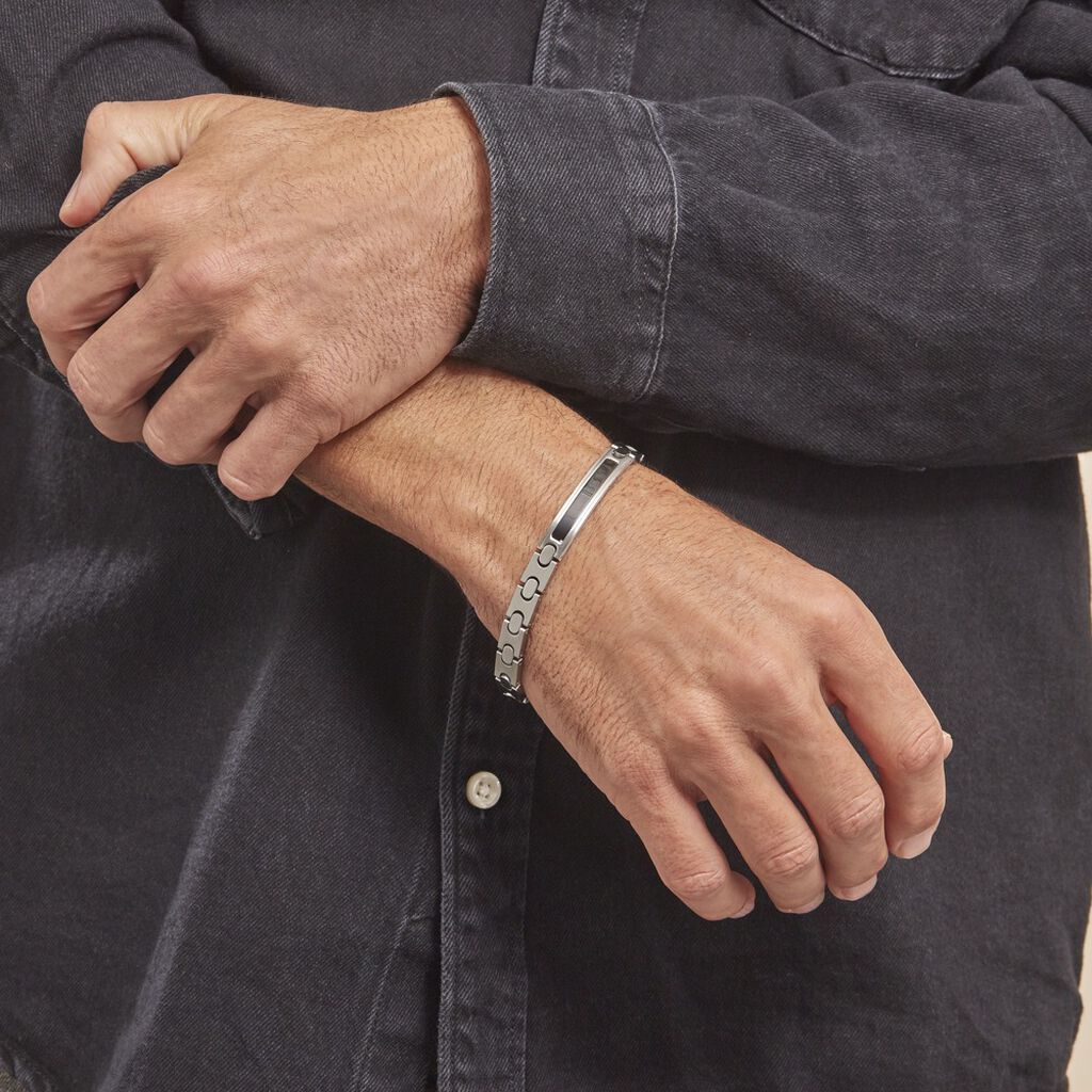 Bracelet Identité Acier Blanc Barnard