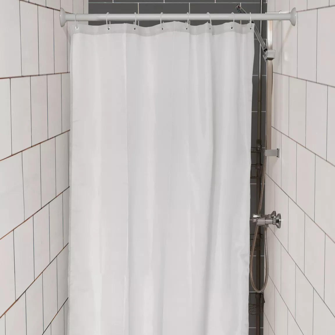 Rideau de douche étroit spécial douche (120 x 180 cm) Uni Blanc