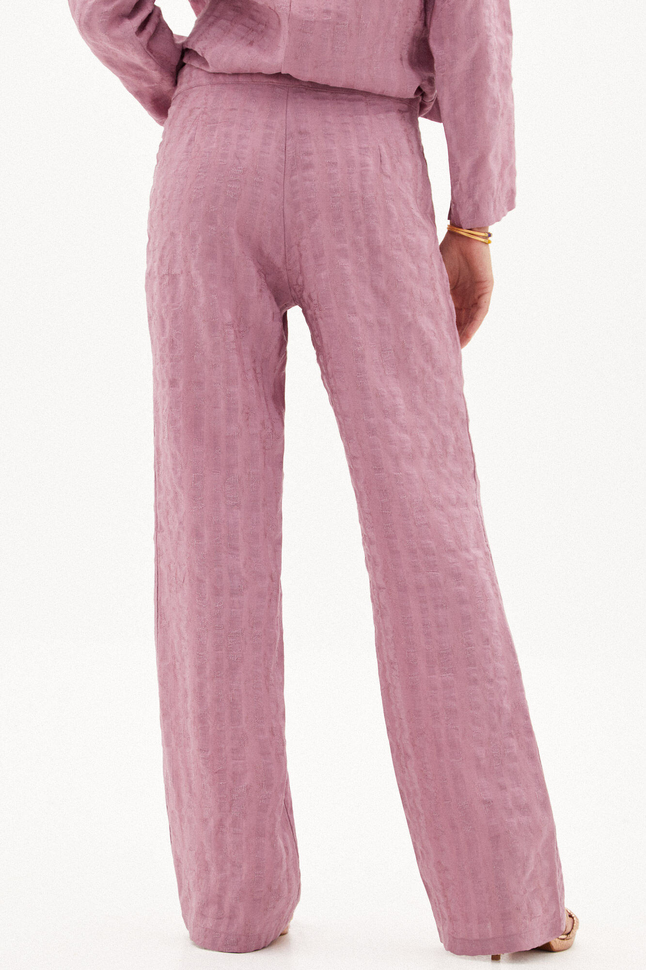Calças Candela Jacquard de Pernas Largas - Rosa