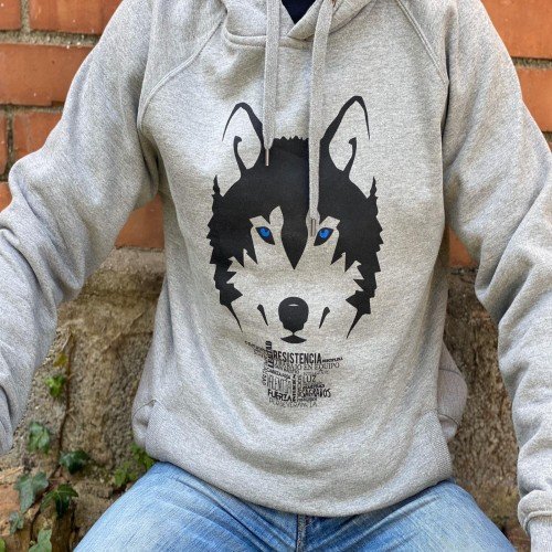 Moletom Lobo Totem Animal, Cinza