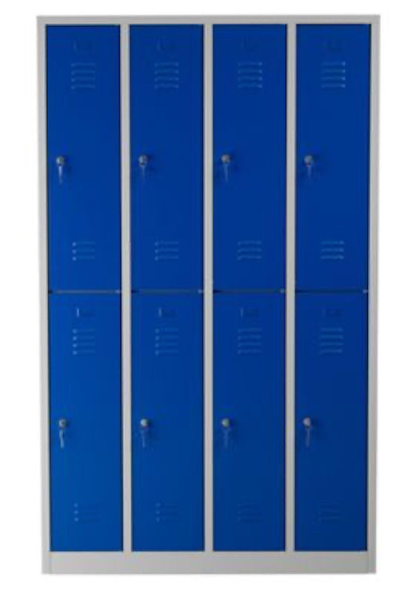 PROREGAL Garderobekast Camel 8 Compartimenten HxBxD 195 x 117 x 50 cm Cilinderslot Grijsblauw