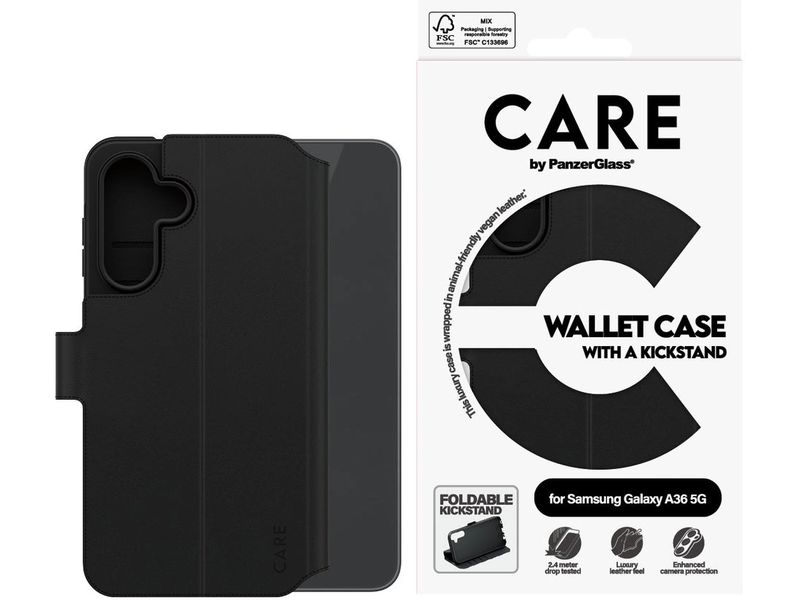 CARE Back Cover Wallet Case Kickstand Galaxy A36 5G Schwarz Schutzhülle für das Samsung Galaxy A36 5G
