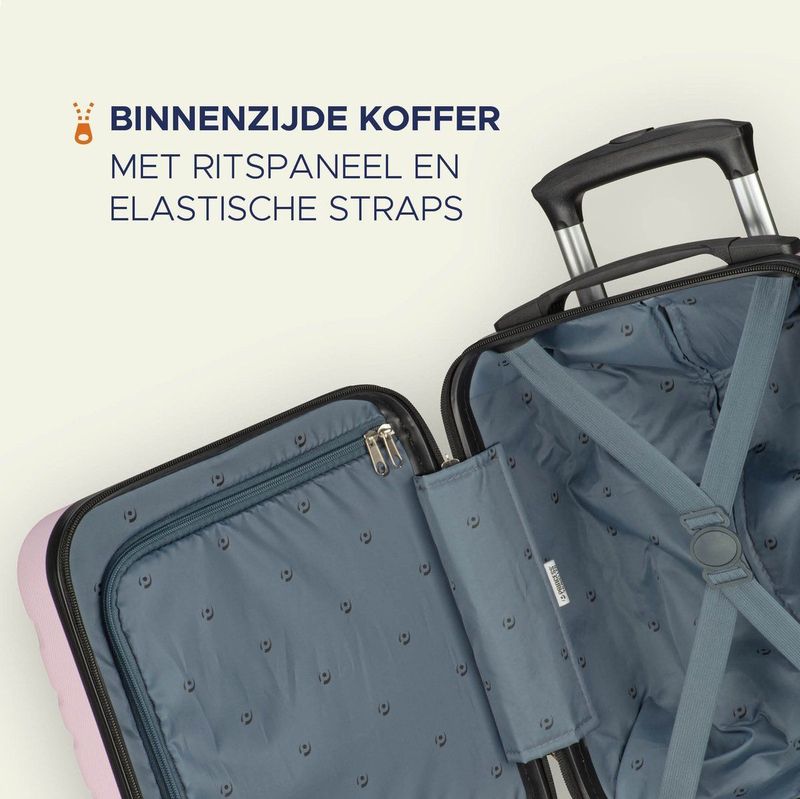 Princess Traveller - Singapore - Handbagage Koffer - Licht Roze - 40x30x20cm - 19 Liter