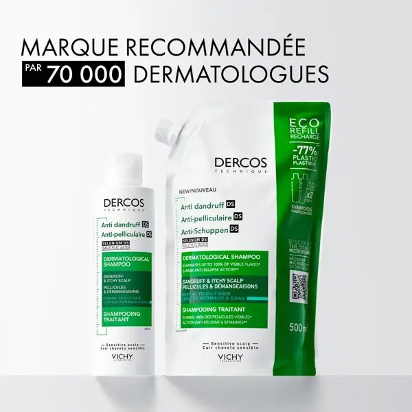 Shampoo Anticaspa Vichy Dercos DS para Cabelos Oleosos 200ml + Refil Ecológico 500ml