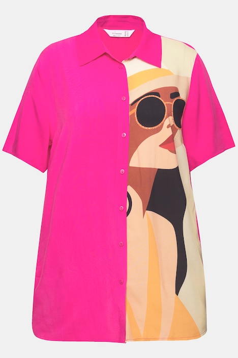 Bluse, A-Linie, Frauen-Motiv, Halbarm
