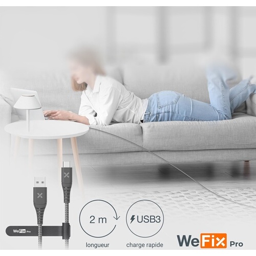 Câble téléphone portable Wefix Pro CABLE RENFORCE USB-A / C USB 3 2 METRES