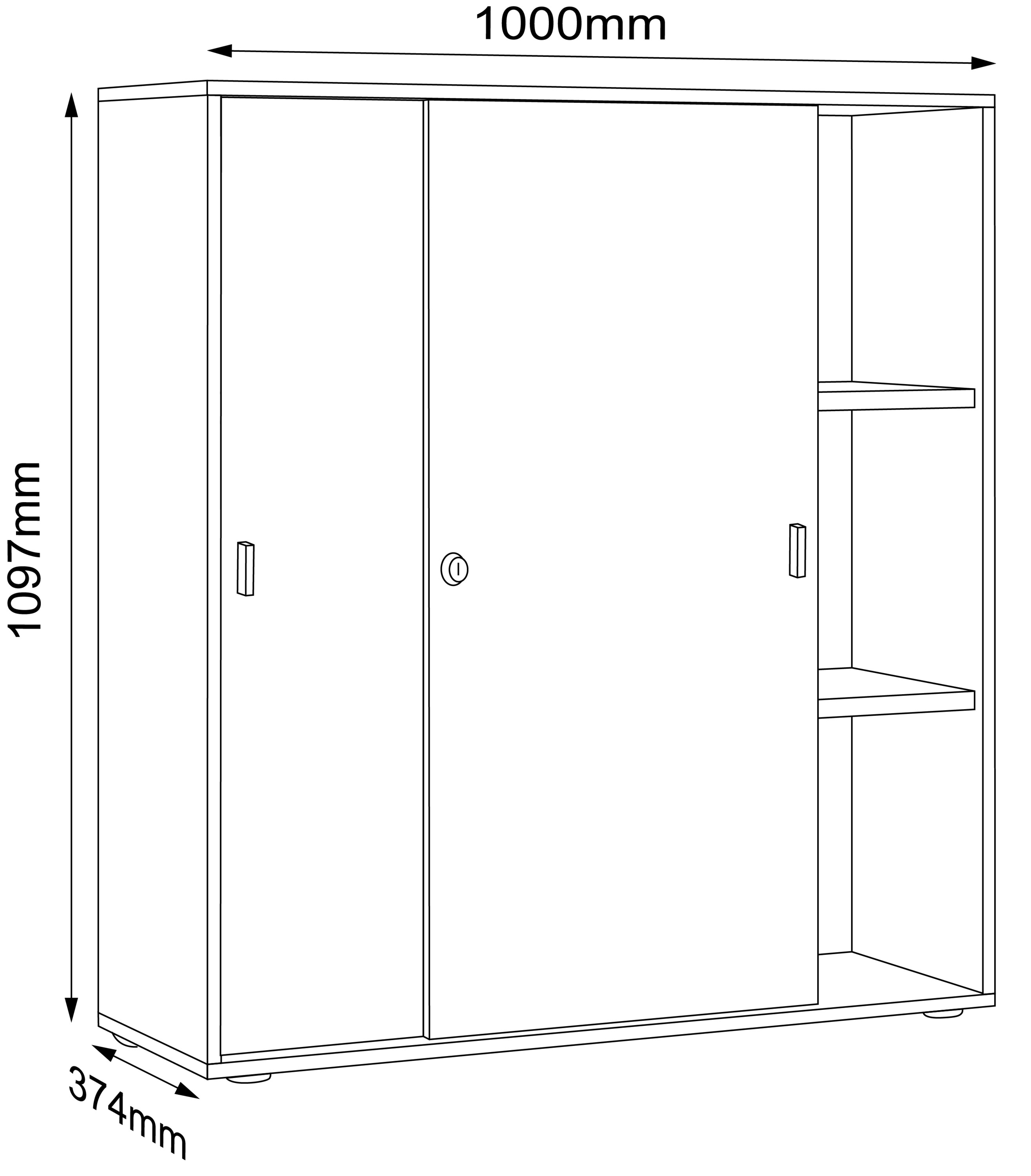 VCM Holz Büroschrank Ordner Aktenschrank Büromöbel Schrank Salia 3-fach Breite 100 cm Schiebetüren