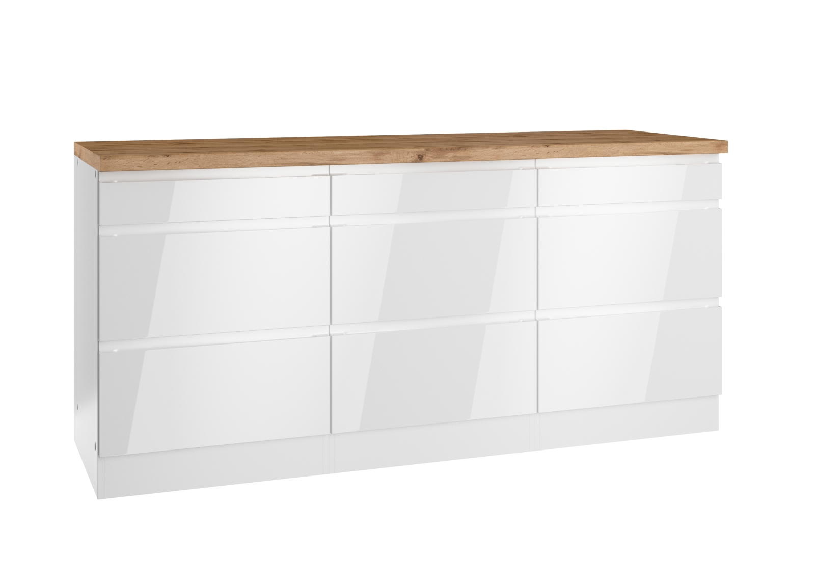 Unterschrank MONZA - weiß Hochglanz - Wotaneiche - 180 cm