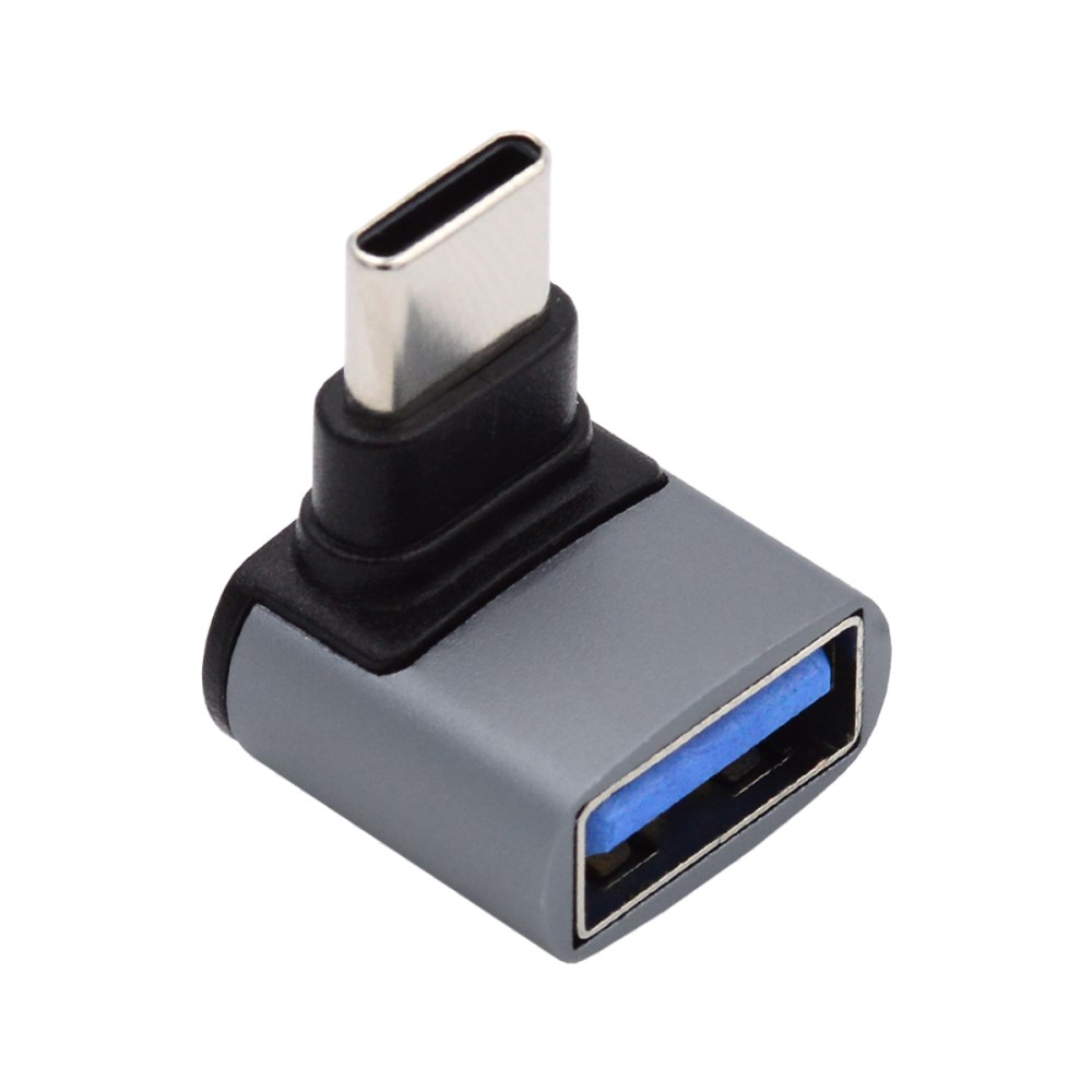 OTG USB A auf USB C Adapter Konverter 90° Grad-Winkel - Grau
