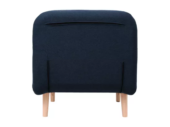 Fauteuil convertible scandinave en tissu bleu foncé et bois clair AMIKO