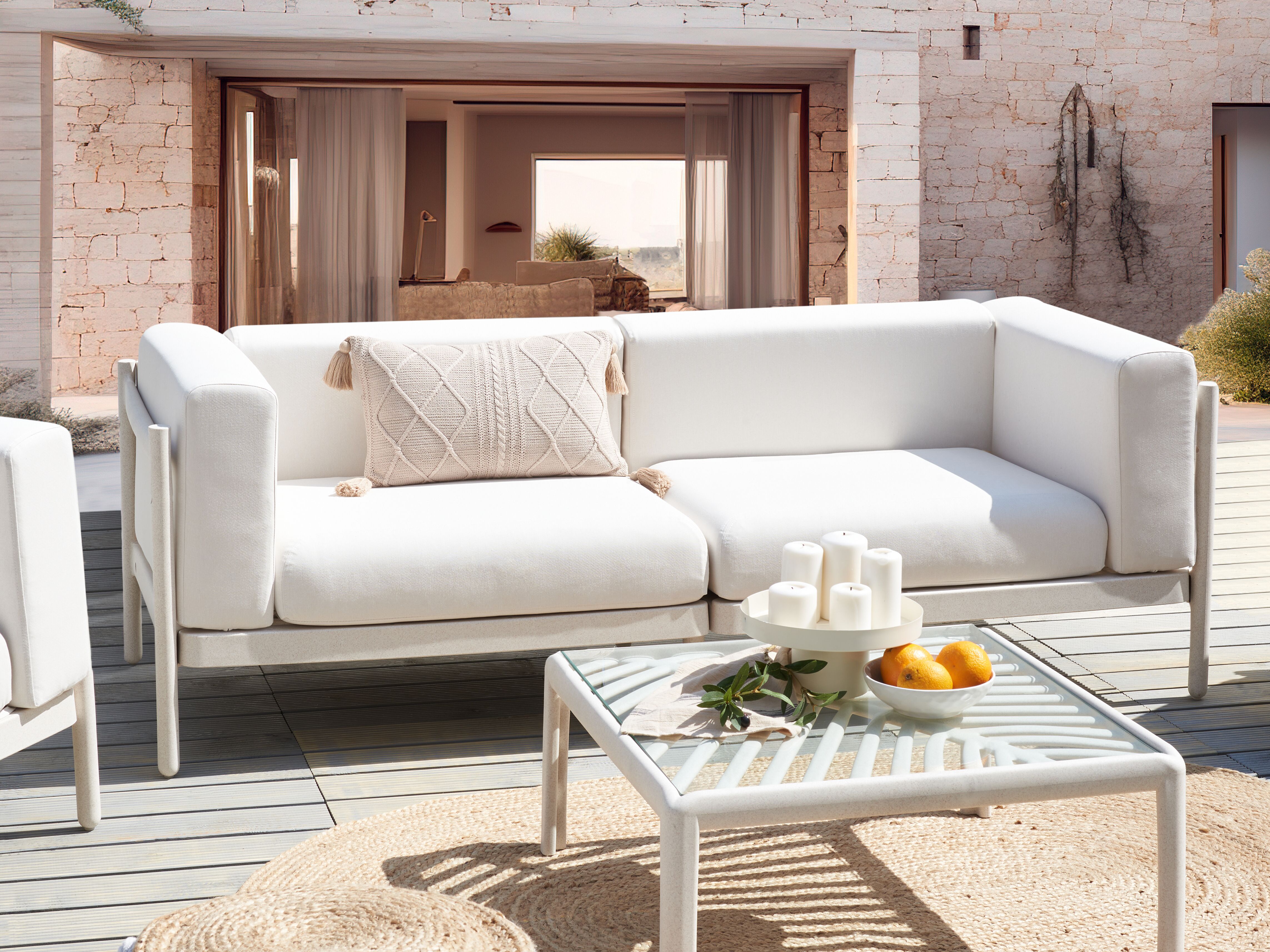 Tuin loungebank 2-zits FERRETTI Lichtbeige