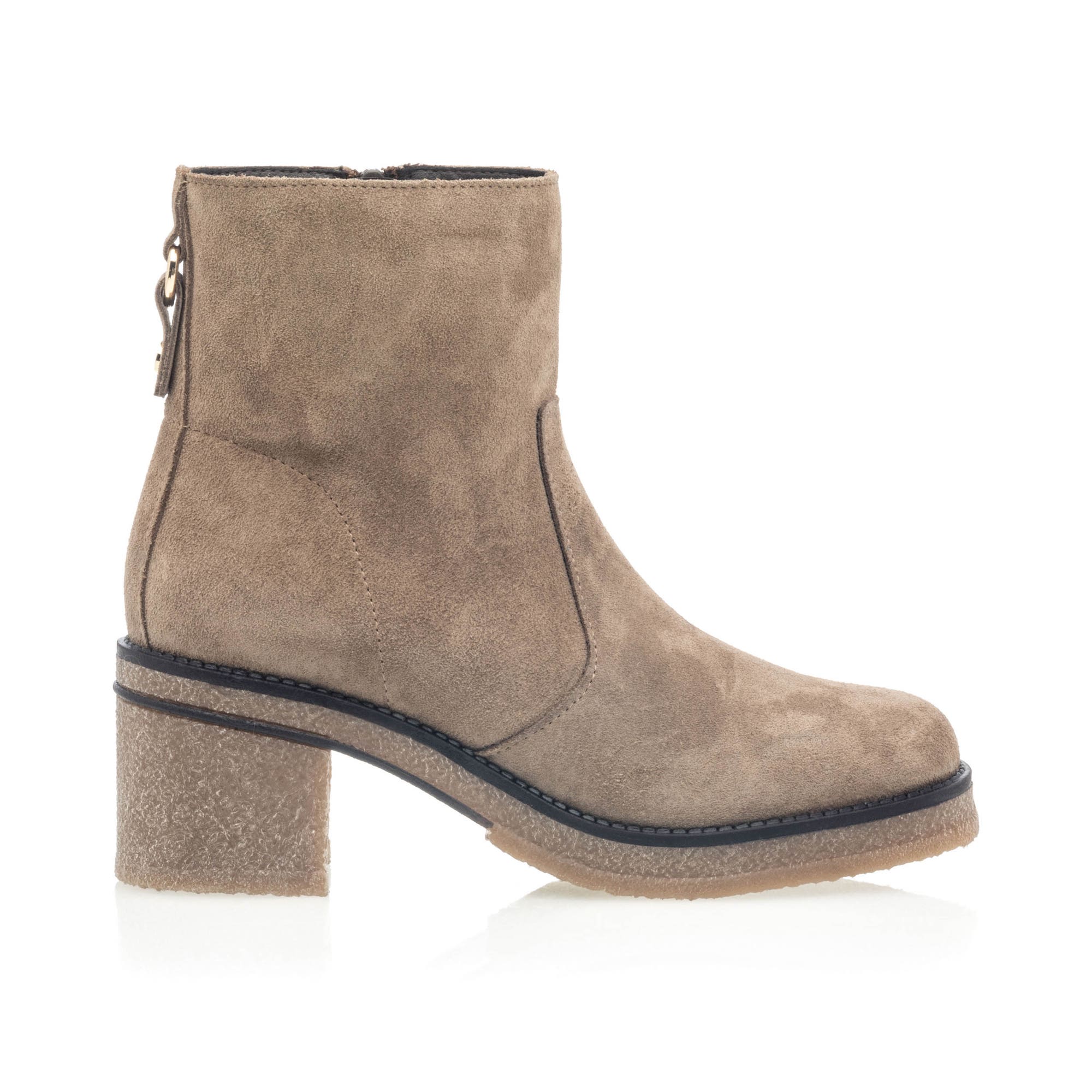 Boots à talon Femme en cuir taupe