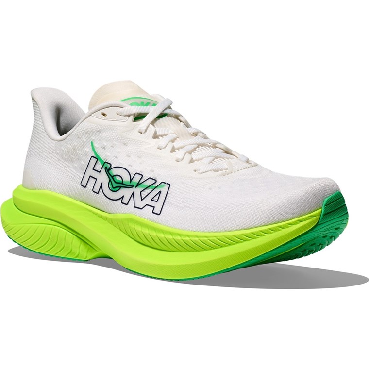 Hoka M Mach 6 White / Neon Lime