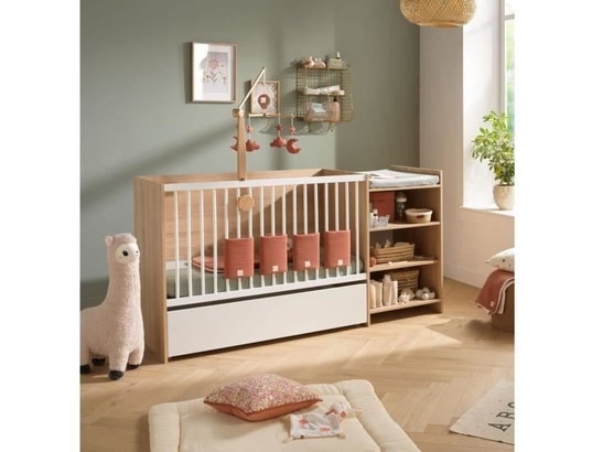 BABY PRICE - Lit bébé combiné - 120x60cm - evolutif en 90x190cm - babypri