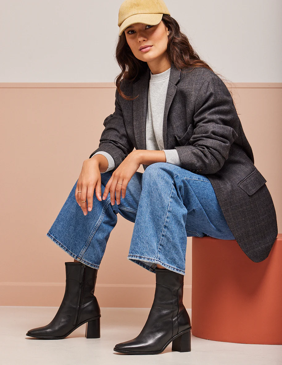Bottines à talons Frida - Cuir noir