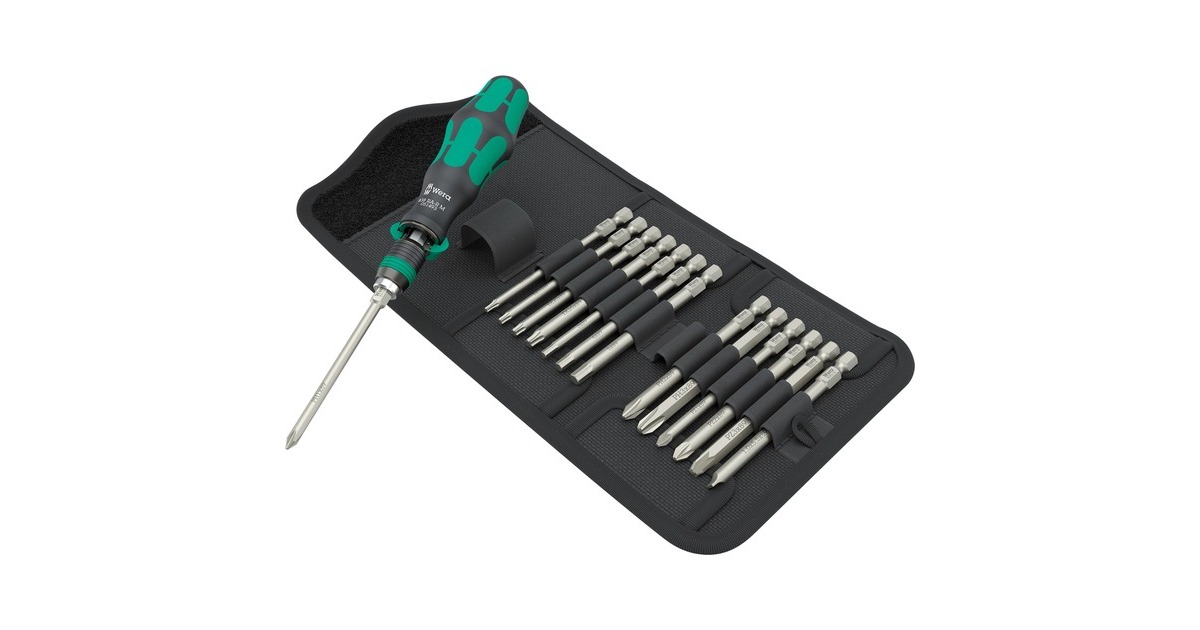 WeraKraftform Kompakt 838 RA-R M Set 1 bitset  (Zwart/groen, 15‑delig)