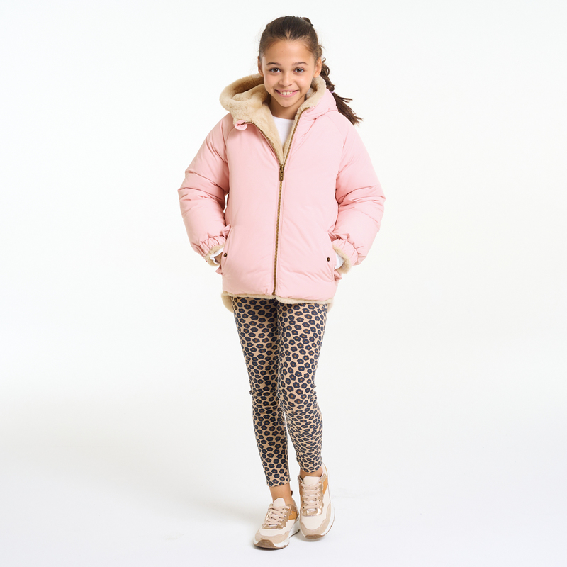 Blouson réversible fausse fourrure rose Fille