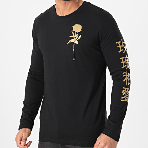 Tee Shirt Manches Longues Oriental Mono Noir Or