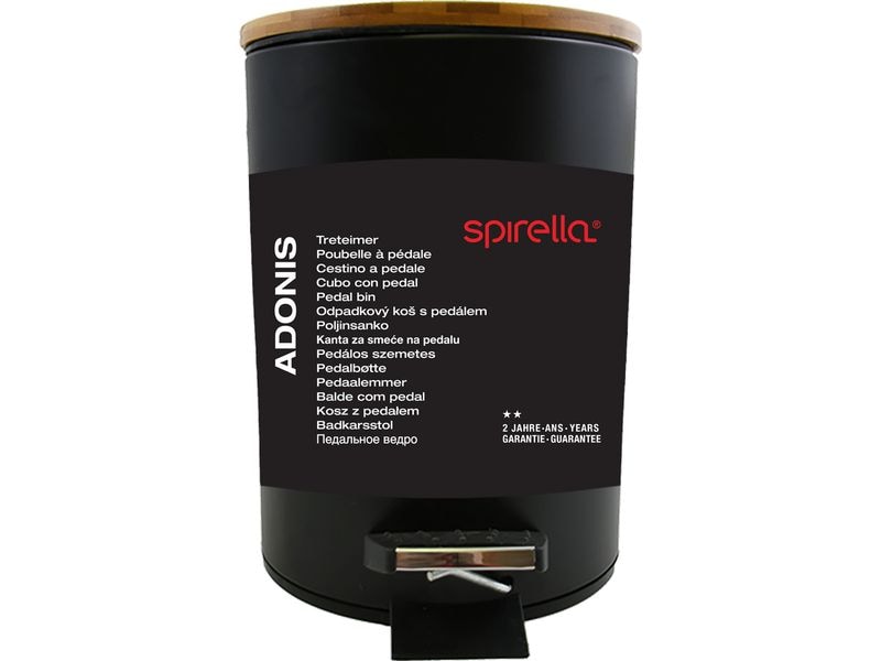 spirella Treteimer Adonis 5 l, Schwarz Treteimer mit Soft-Close-Deckel
