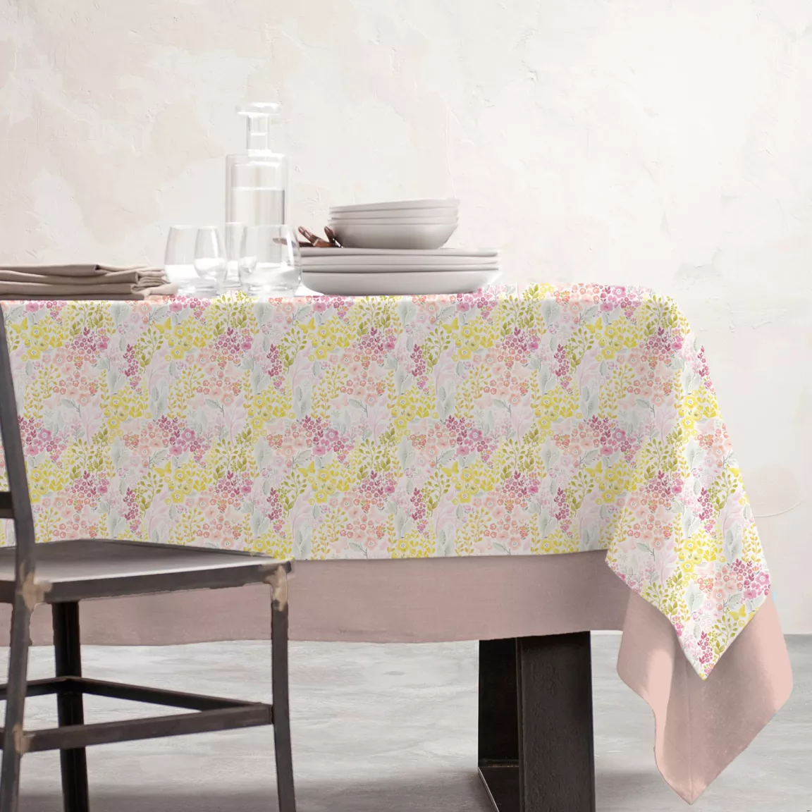 Nappe rectangulaire coton enduit (150 x 250 cm) Paquerettes Multicolore