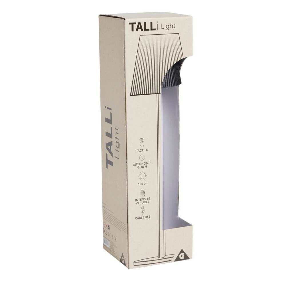 Lampe de table Talli USB tactile noire Ø11xH37cm
