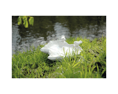 DOBAR Leaf Paradise ronde keramische witte vogel-/insectenbak ca. 31 x 29 x 5,5 cm