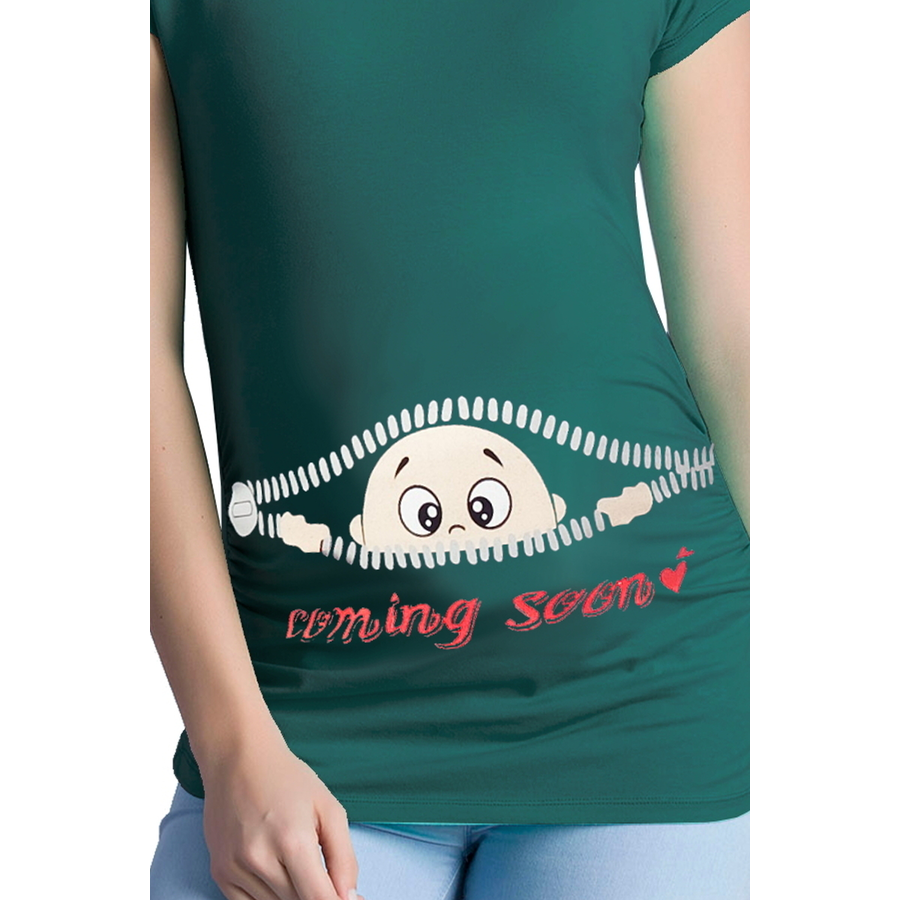 M.M.C. Umstandsshirt Coming Soon mit Motiv Dunkelgrün