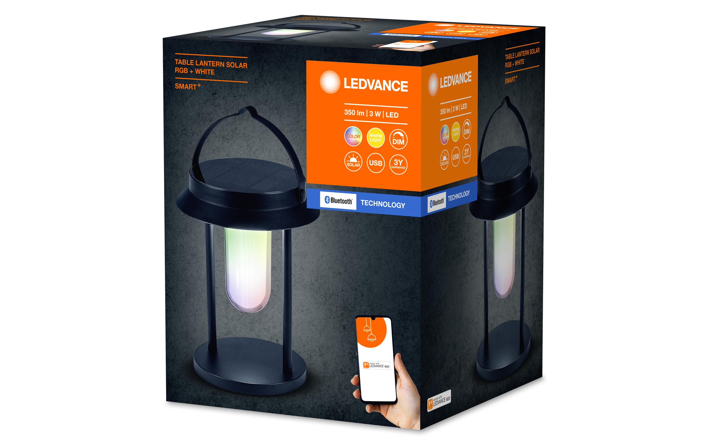 Tischleuchte Smart+ Solar Laterne, 3000K, RGB, SchwarzSolarbetriebene LED-Aussenleuchten