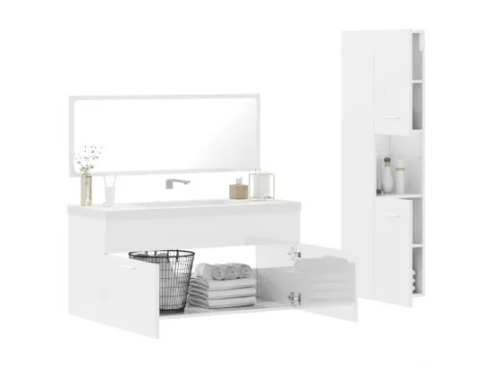 Ensemble de meubles de salle de bain 3 pcs blanc brillant