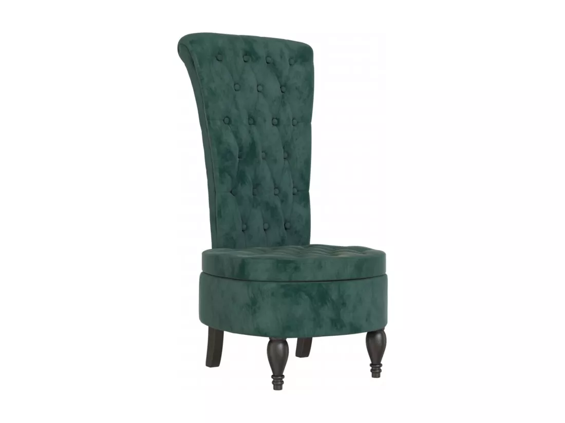 Chaise à dossier haut vert foncé velours conception de bouton