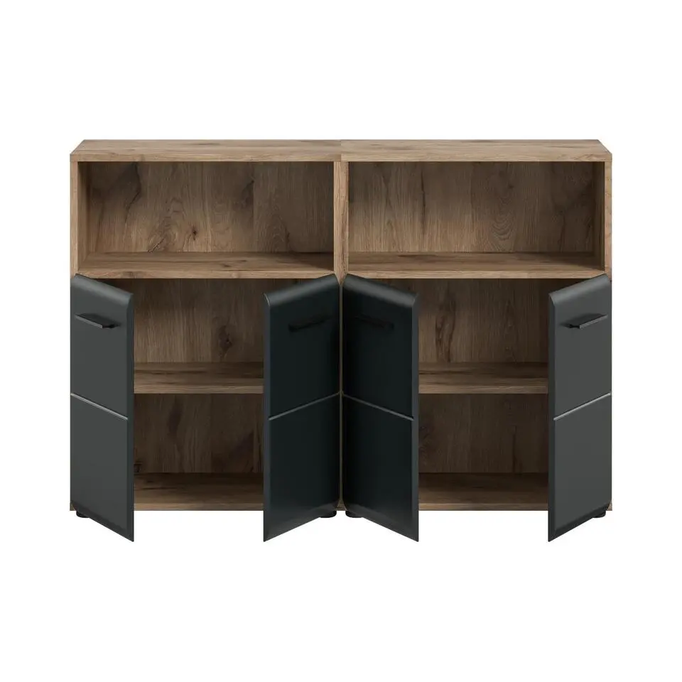 Hioshop Ice badkamer I13 zwart mat- eiken decor