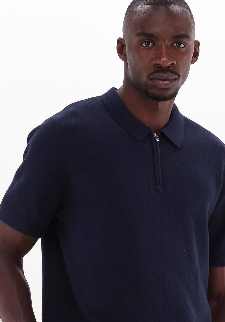 SELECTED HOMME donkerblauwe selected homme polo slhflorence ss knit zip polo b
