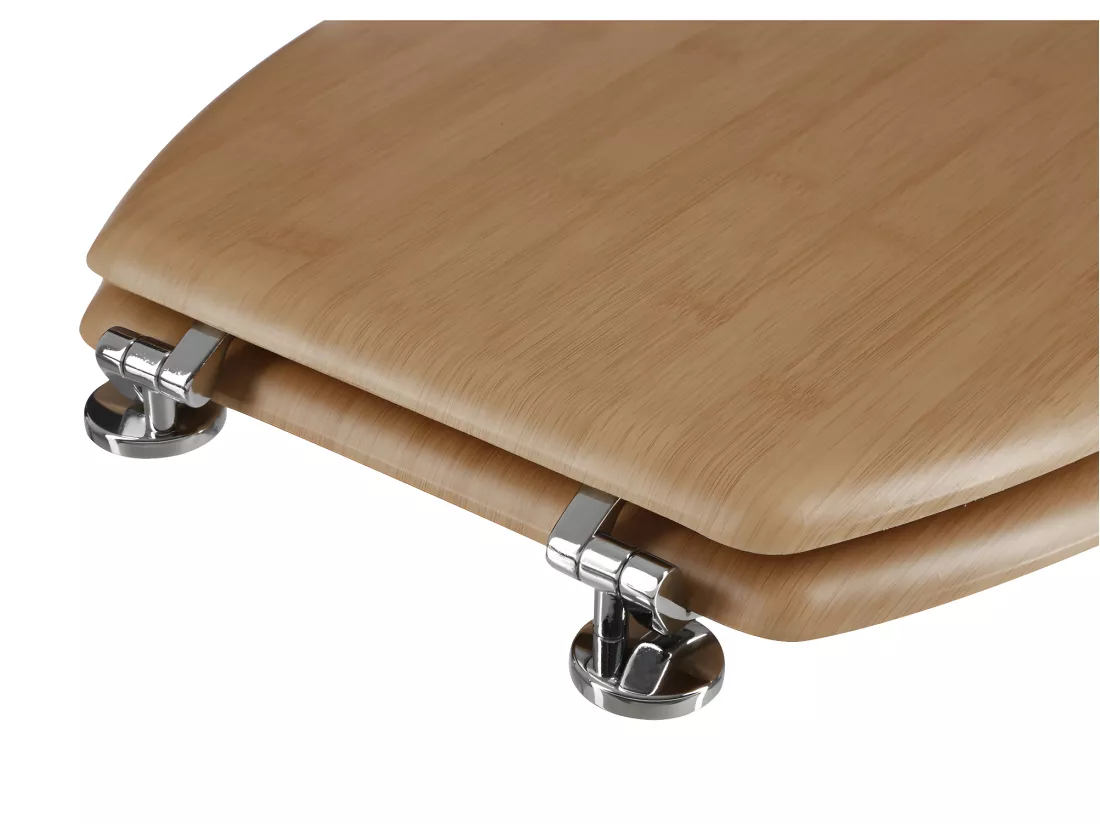 Abattant WC standard en Bois effet Bambou et charnières en Zinc