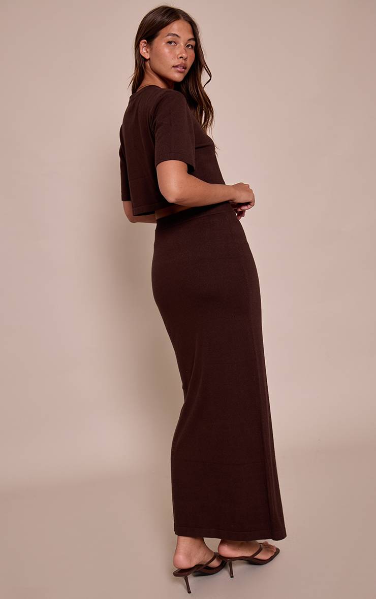 Chocolat Jupe Longue En Maille Fine