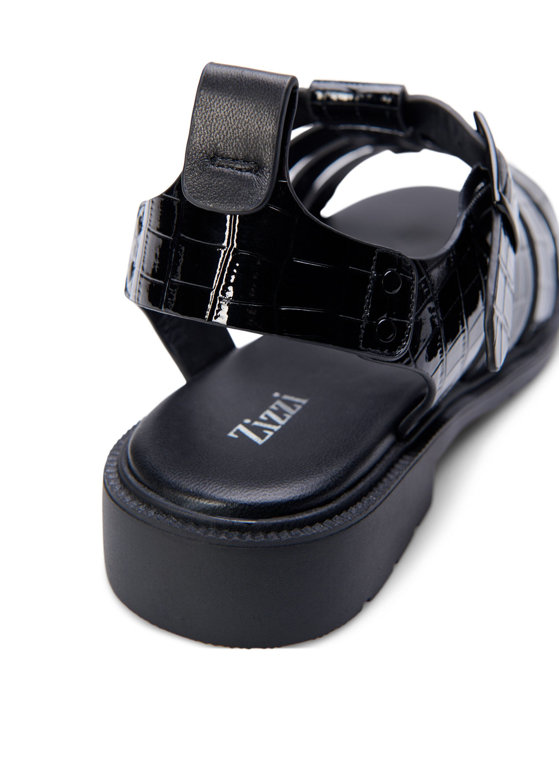 Wide fit - Sandal i shiny croco læder