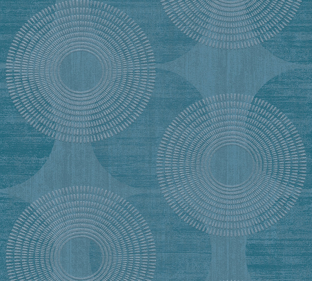 Vliestapete GRAFIK - blau - Kreise - 10 Meter