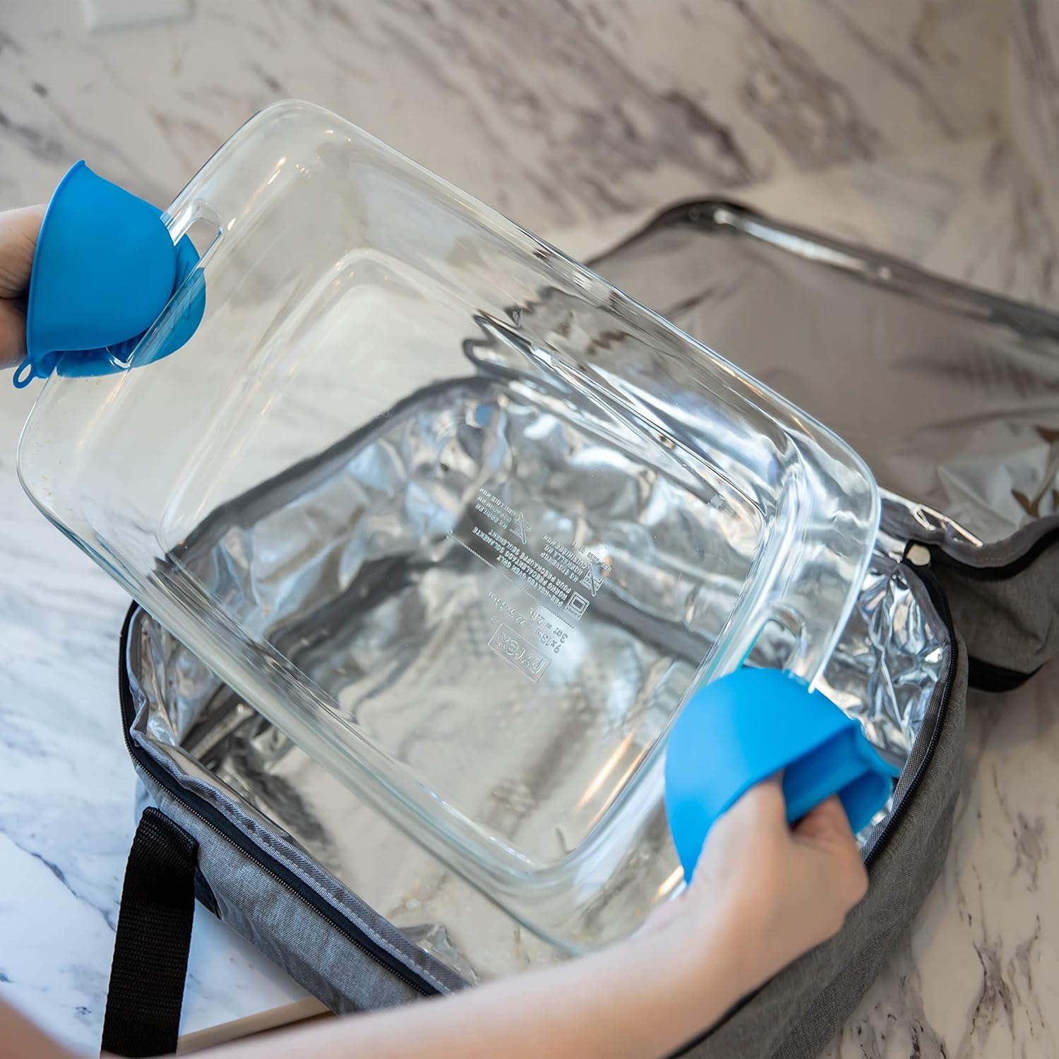 (20l) Faltbare Thermotasche Auflaufform Träger Wärme Isoliertasche Doppelte Kühltasche für Picknick / Partys - Grau