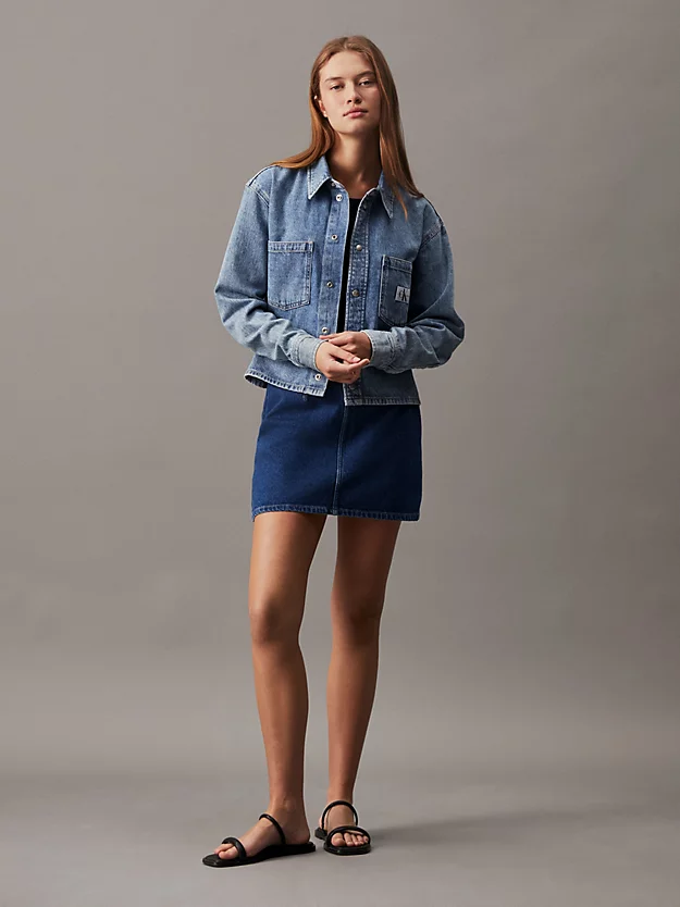 Camisa jeans cropped estilo pai