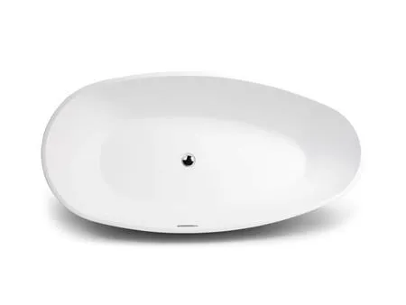 BLUE LABEL Fritstående akryl mat hvid badekar - længde 1800 mm - højde 600 mm - bredde 900 mm - med krom pop up bundventil og overløb
