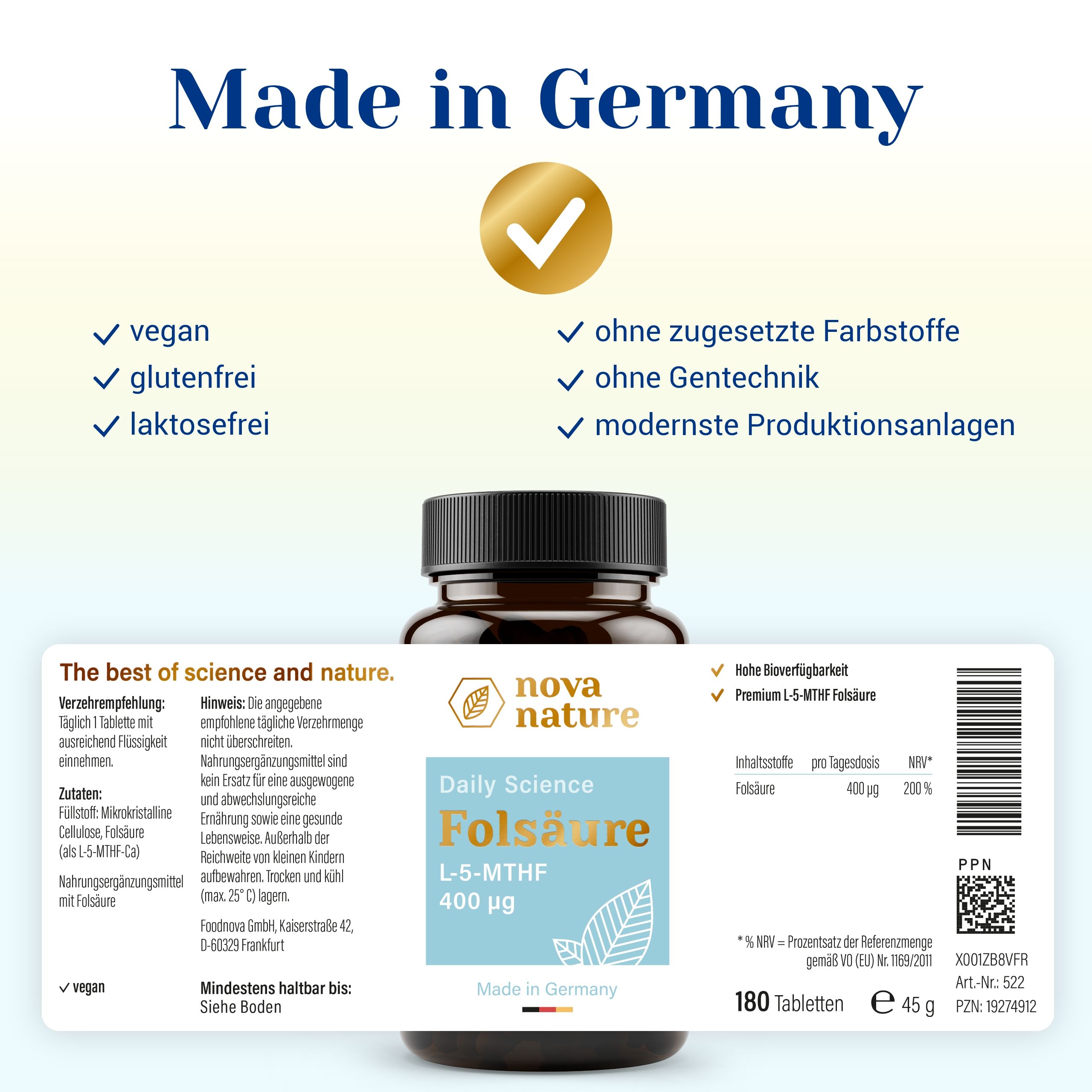 Folsäure bioaktiv - von NovaNature®