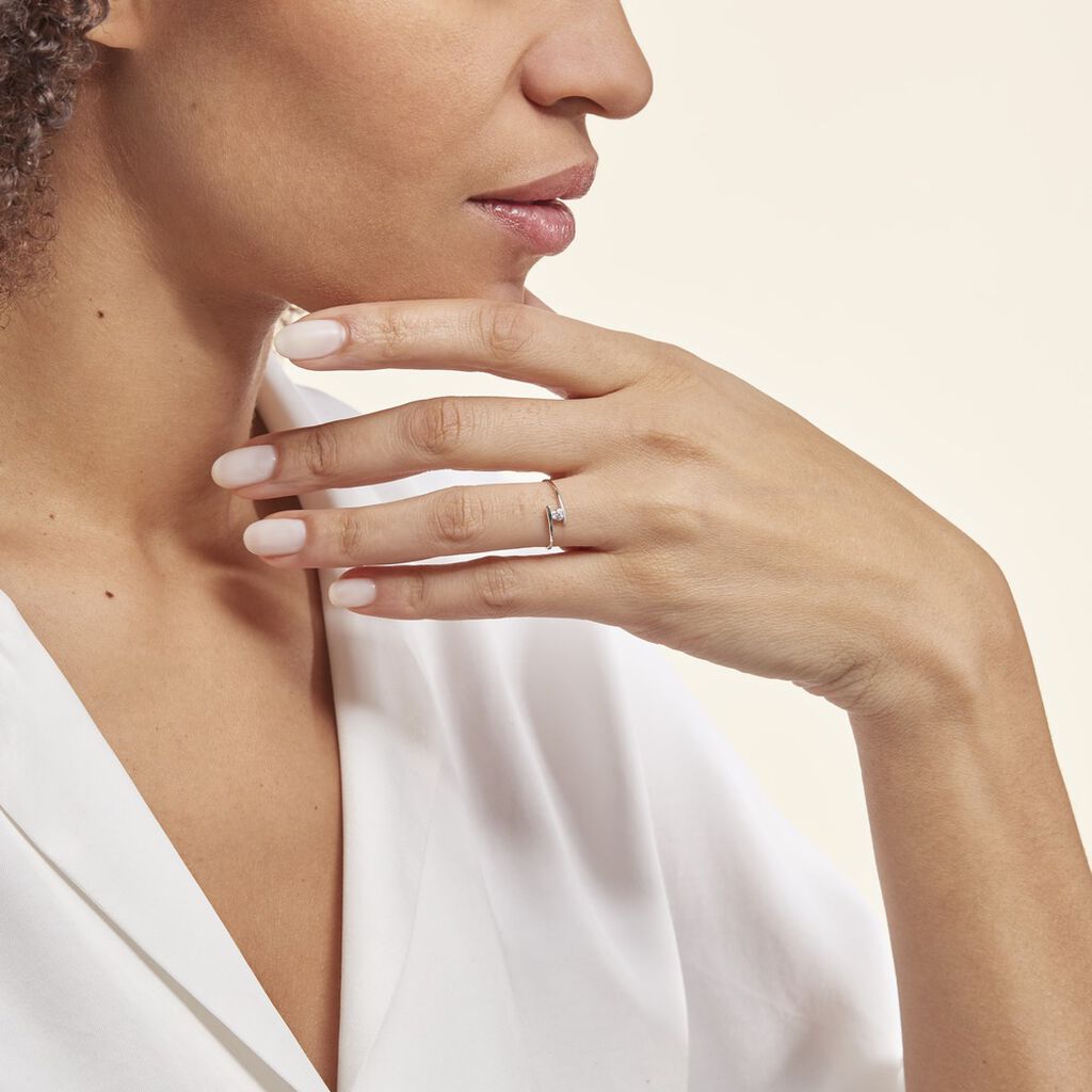 Bague Solitaire Moera Or Blanc Oxyde De Zirconium